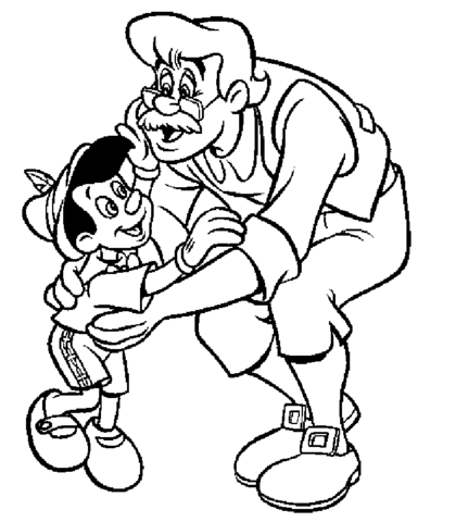 Gepetto And Pinocchio  Coloring Page